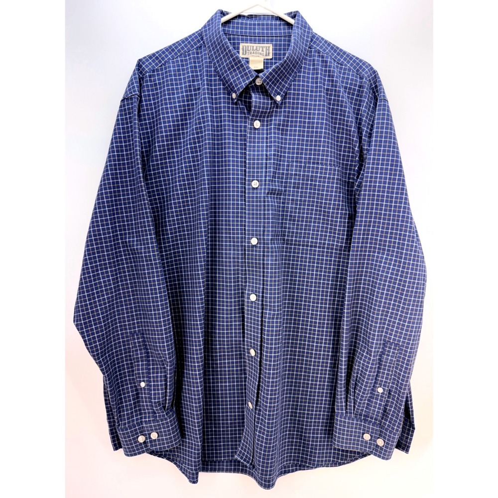 Duluth Trading Co Blue Button Up Sz 2XL Workwear Chore Utility Shirt Americana